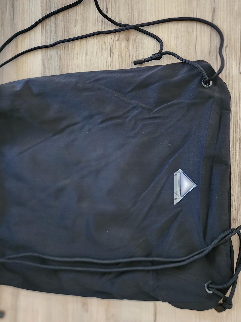 Reversible Black And Pink Drawstring Gym Bag with Reflective Triangle